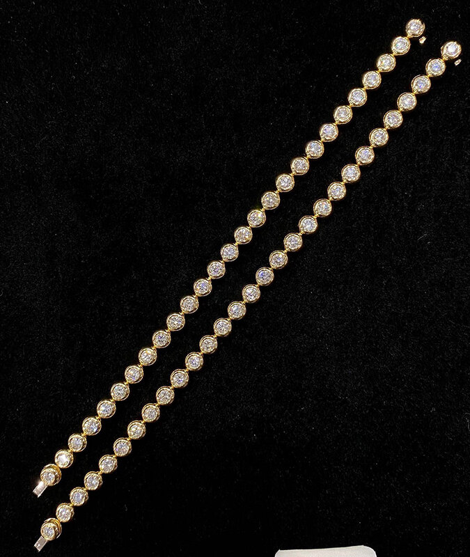 Luokend-pulsera de oro amarillo de 18K 100% para mujer, brazalete de lujo con diseño de burbujas, diamante Natural Real de 4,05 quilates, para Banquete de mayores