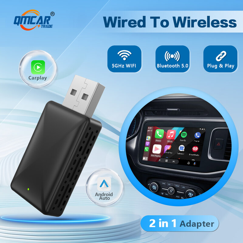 Wireless Carplay Adapter Android Auto 2in 1 Smart Dongle 2024 5G WIFI For iphone Android Phone For Volvo Benz Mg Kia Chery VW