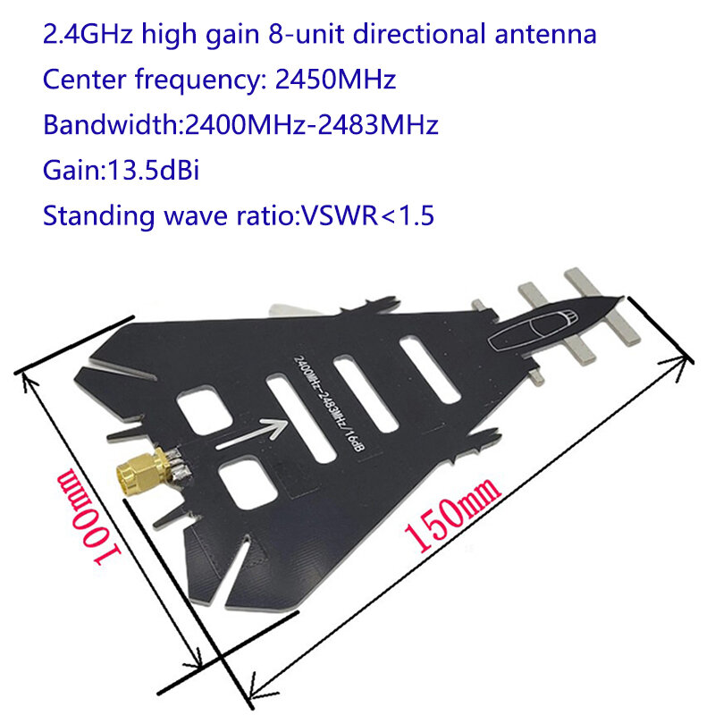 2.4Ghz Antenne Afstandsbediening Uitgebreid Bereik Hoge Versterking Antenne Yagi Antenne Beeldtransmissie
