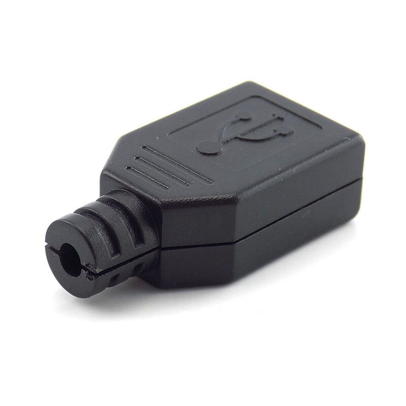 4 دبوس USB 2.0 نوع أنثى التوصيل موصل مقبس غطاء بلاستيكي أسود لحام نوع لتقوم بها بنفسك موصل كابل H10