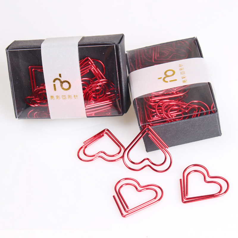 Paperclip Love Heart Paper Clips Marking Bookmark Pin Stationery Office Accessories(Red)