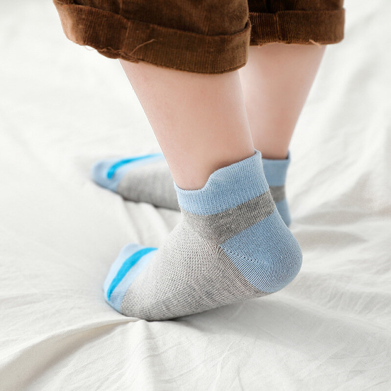 ถุงเท้าผ้าฝ้ายตาข่ายสำหรับเด็กผู้ชาย KAOS Kaki anak perempuan 2-15ปีถุงเท้าลำลองสำหรับเด็ก5คู่/ล็อตสำหรับฤดูใบไม้ผลิและฤดูร้อน