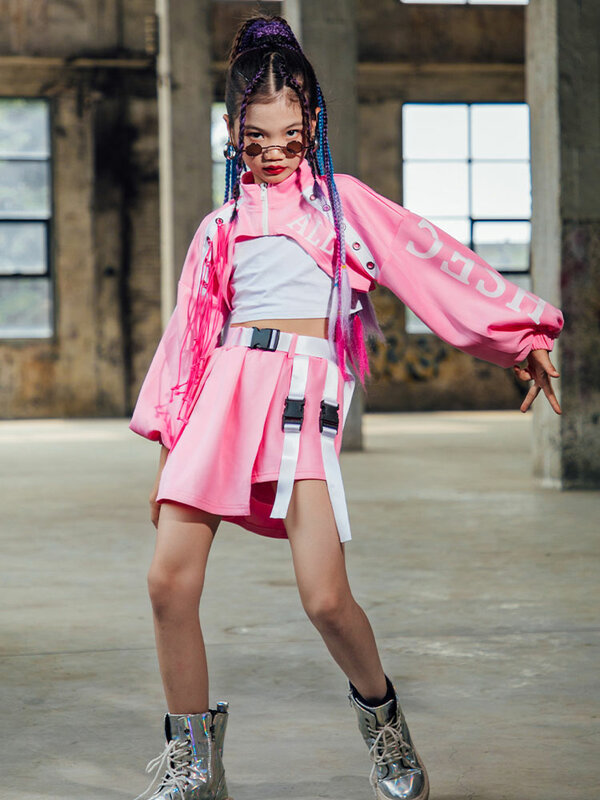 ZZL K-pop модная одежда для девочек для сцены костюм для джазовых танцев детский модный костюм в стиле хип-хоп крутая детская подиумная одежда