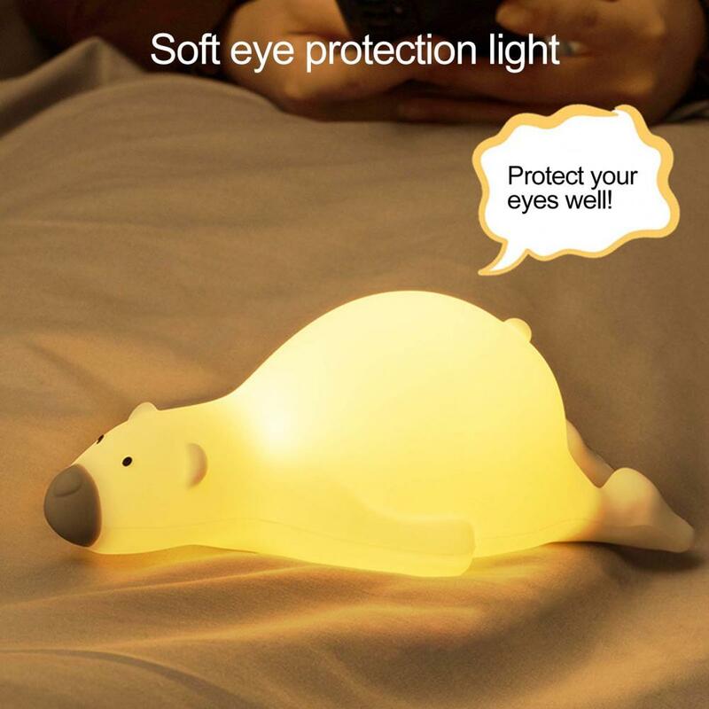 Eco-friendly LED Light Ornament USB Rechargeable Cartoon Night Lamp 3 Gears Illumination Cute Little Bear LED Bedside Lamp