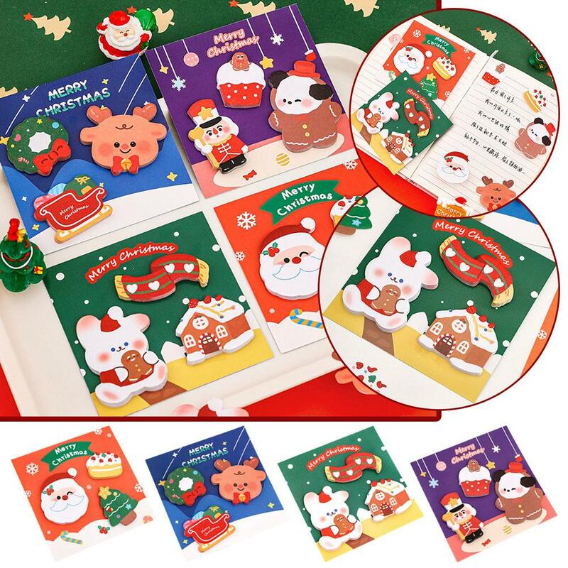 Мультяшные рождественские наклейки для ежедневных заметок в офисе, Стикеры для студентов, канцелярские блокноты, бумага K8q0