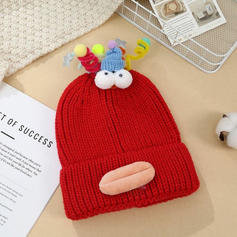 Lã Crochet Sausage Boca Braid Beanie, Cartoon Knitting Hat, Knitting Hat, Candy Colored, Wool Cloth Accessories
