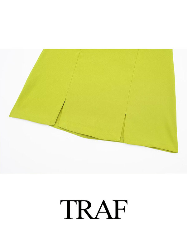 TRAF-Mini Jupe Vintage pour Femme, Streetwear, Taille Haute, Chic, Y2K, Nouvelle Mode 2024