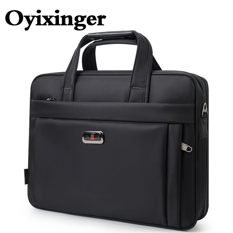 OYIXINGER-maletín sólido para hombre, bolso de hombro para ordenador portátil de gran capacidad, 2024 pulgadas, para ocio y negocios, 17,3
