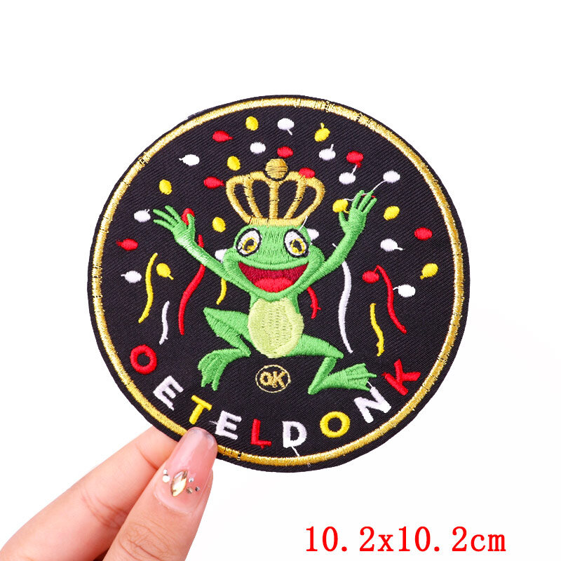 Netherland Oeteldonk Emblem Embroidery Patch Forg Carnival For Netherland Iron On Patches For Clothing Frog Patches On Clothes