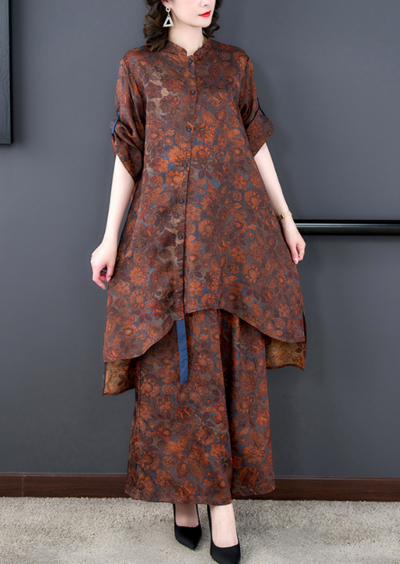 Conjunto solto de tamanho grande feminino, vestido estampado, retrô, elegante, novo estilo chinês, verão, 2024