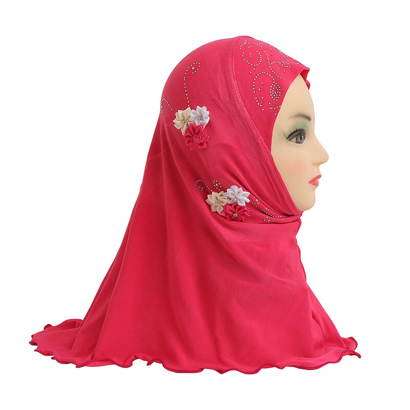AZLE-Chapeau Hijab pour petite fille de 2 à 6 ans, couvre-chef arabe à six fleurs