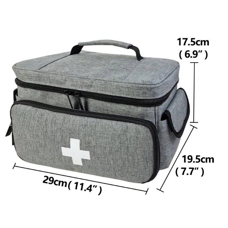 Tas peralatan medis perjalanan keluarga, perangkat penyimpanan pertolongan pertama portabel multifungsi kotak obat berlapis kabinet obat