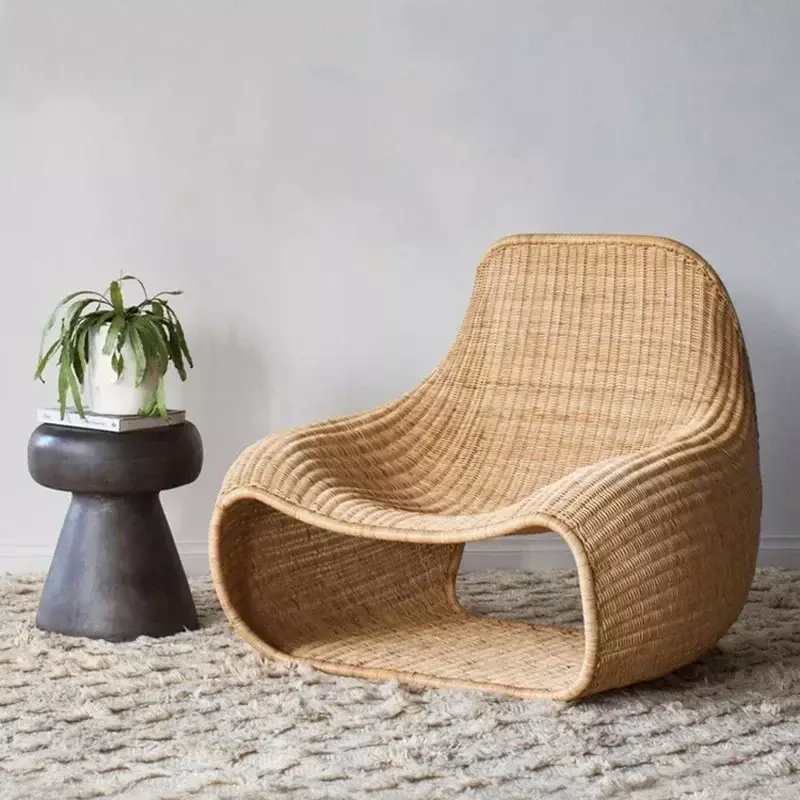 Creative Outdoor Indoor Rattan Chair Furniture Nordic Simple Southeast Asia Rattan Sofa Hotel Model Room Leisure Chair