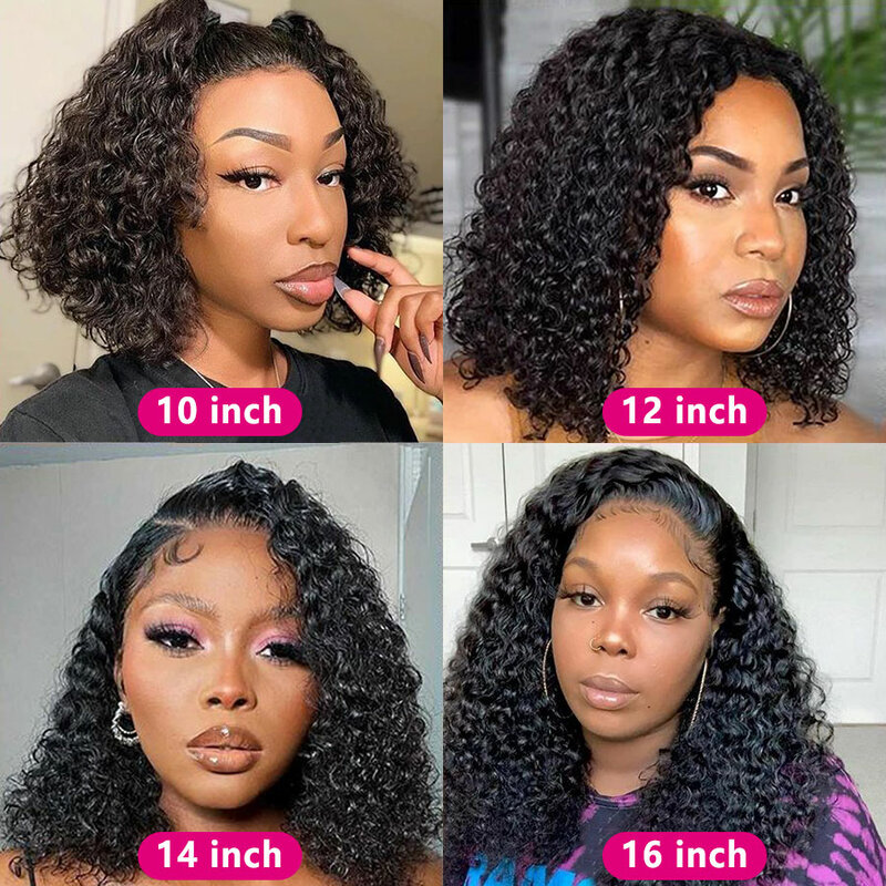 Brazilian Deep Wave Bob Wig 13x4 Lace Frontal Wig Human Hair Natural Hairline Remy Short Curly Closure Wig Preplucked Baby Hair