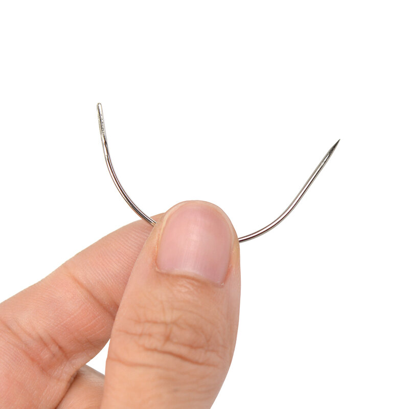 12 buah/pak jarum melengkung, alat jahit tipe-c 6Cm/9Cm untuk topi wig jarum untuk ekstensi rambut