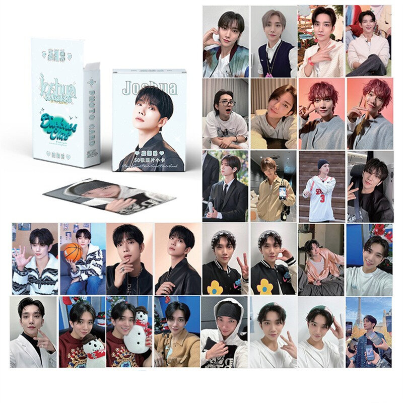 Kpop Joshua 개인 레이저 박스 카드, 하이 퀄리티 HD 사진, 한국 스타일 컬러 라이트 로모 카드, 팬 컬렉션, 50 개/세트