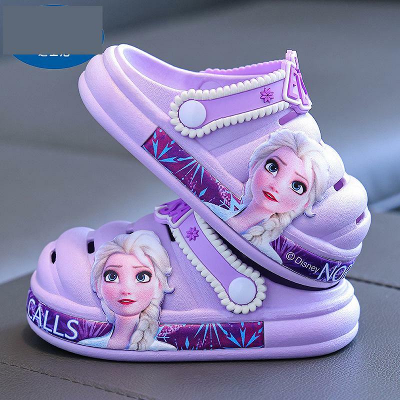 Летние детские сандалии и тапочки с мультяшным рисунком, милая обувь принцессы Aisha с дырками, Нескользящие сандалии и тапочки с мягкой подошвой для девочек