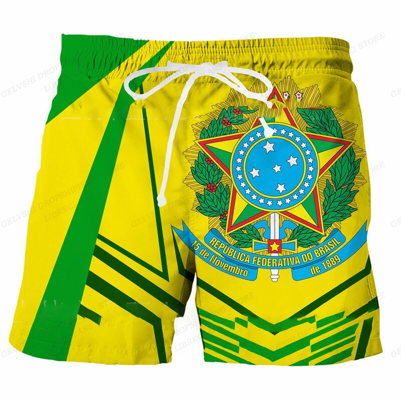 Pantalones cortos con bandera de Brasil para hombre, bañador a la moda, ropa deportiva para el maletero, bañador corto para playa para niños, bandera de Brasil