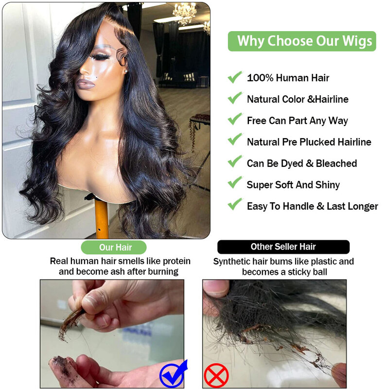 Body Wave 13X6 Hd Lace Frontal Wig Glueless Preplucked Human Wigs Ready To Go 30 Inch Lace Front Human Hair Wigs For Women
