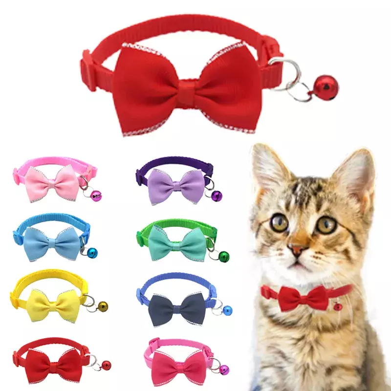 Colliers réglables multicolores pour animaux de compagnie, colliers de cloche d'arc, fournitures mignonnes de chat, outil de spantool, accessoires pour animaux de compagnie, nouveau