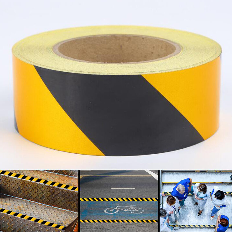 Reflective Warning Sticker Hazard Caution Tape Strong Reflectivity High-adhesive Bright Safety Reminder Tool