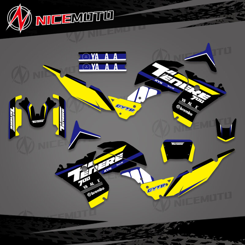 NICEMOTO Custom Motorcycle Team Graphics Backgrounds Decals Stickers For YAMAHA TENERE T 700 T7 2019 2020 2021 2022 2023