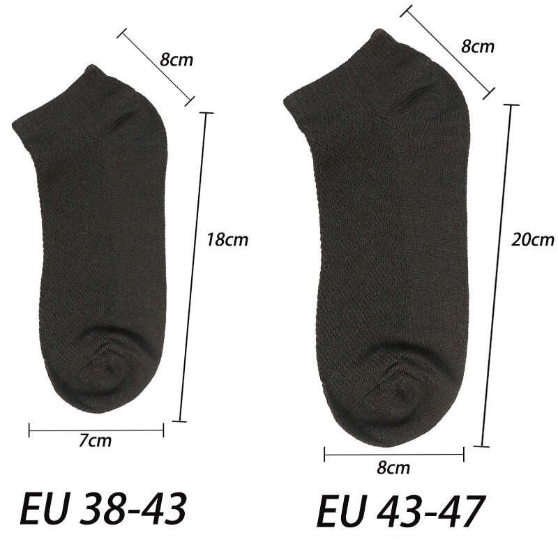 ถุงเท้าสั้นของผู้ชายระบายอากาศได้ดี10คู่/ล็อตถุงเท้าผ้าฝ้ายตาข่ายสีของแข็งยืดหยุ่นถุงเท้าใส่ได้ทั้งชายและหญิงไซส์พิเศษ EU38-46