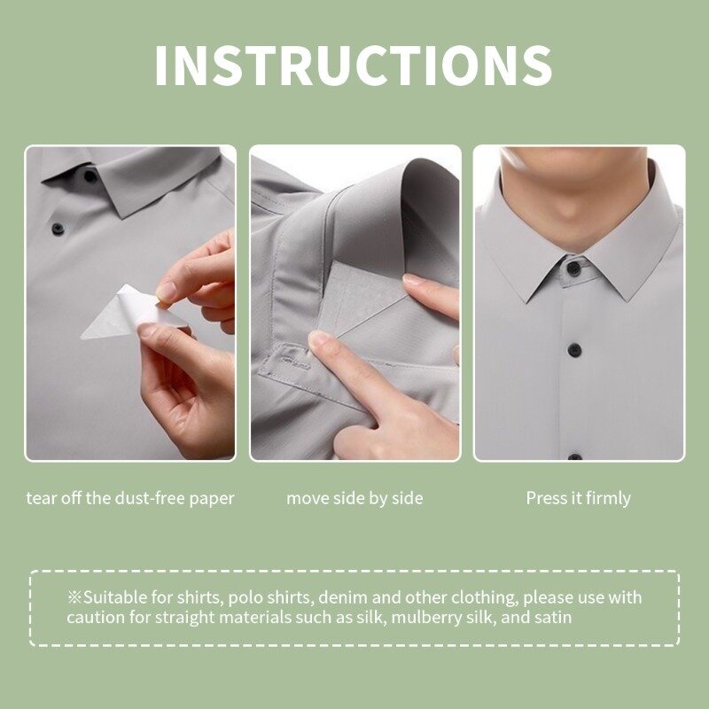 Наклейка на воротник рубашки, устойчивая к катышкам футболка, воротник-стойка, шейпер, клейкие фиксированные накладки, невидимые застежки, накладки для укладки