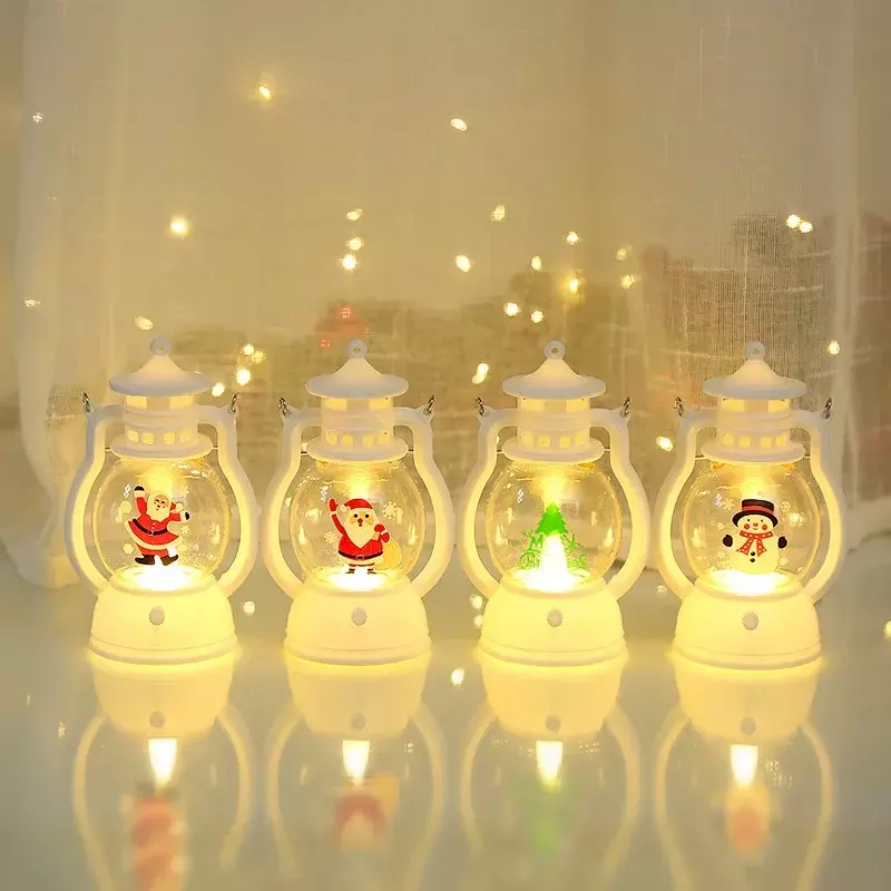 LED Electronic Lights Christmas Decoration Horse Lanterns Portable Small Oil Lamps Christmas Tree Santa Festive Party Decoration