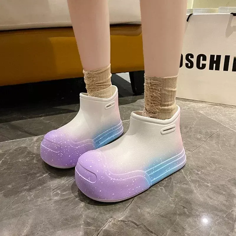 Damskie kalosze damskie nowe wodoodporne gumowe buty śliczne buty przeciwdeszczowe na grubej podeszwie wygodne buty ogrodowe kalosze damskie