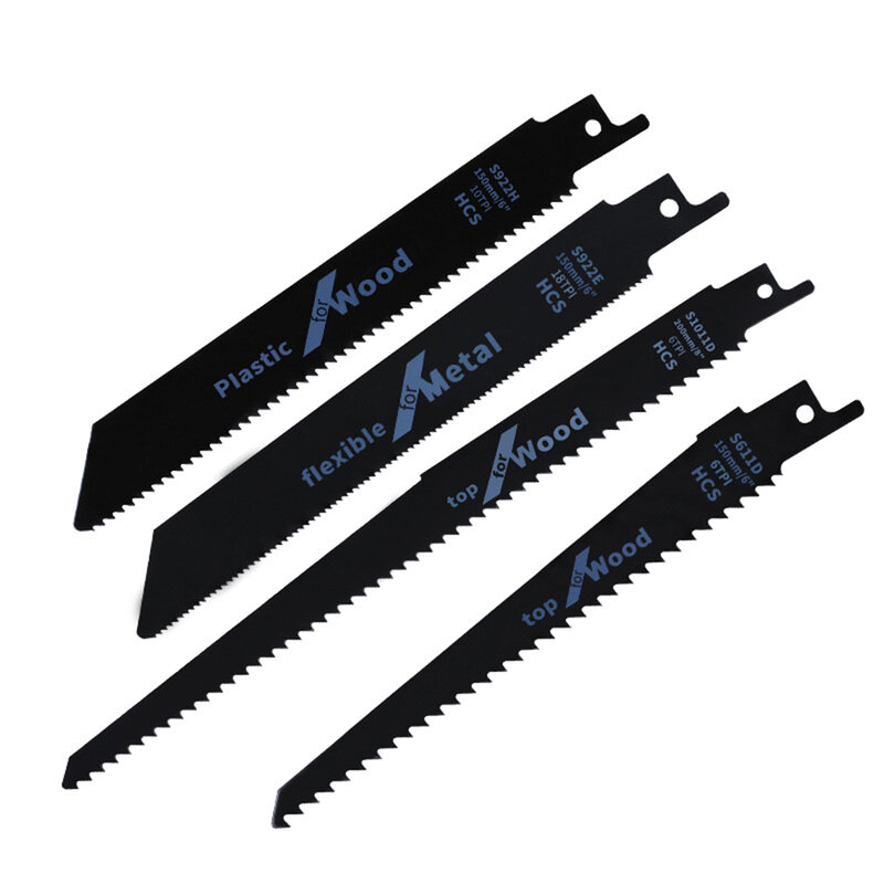 4pcs Reciprocating Saw Blades High Carbon Steel Wood Pruning Saw Blades For Plastic Pipe Metal Cutting S922H/S922E/S611D/S1011D