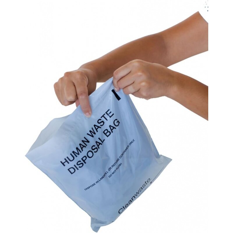 Cleanwaste Original WAG BAG - Go Anywhere Kit wc portatile (confezione da 50)-sacchetti per il controllo degli odori per impieghi gravosi con NASA Gelling Poo Pow