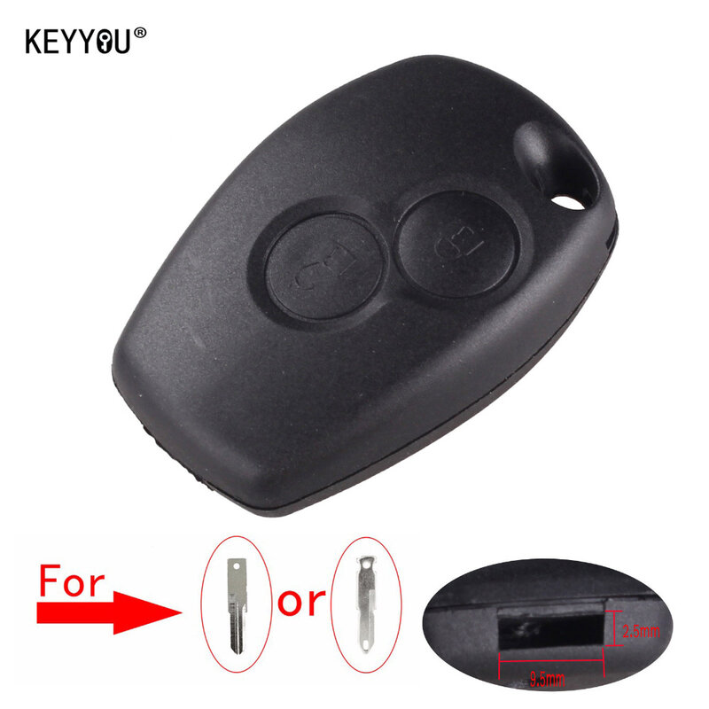 KEYYOU – Coque pour clé télécommande de voiture à 2 boutons Renault/Dacia, compatible Megane, Modus, Espace, Laguna, Duster, Logan, Sandero, Fluence, Clio, Kangoo