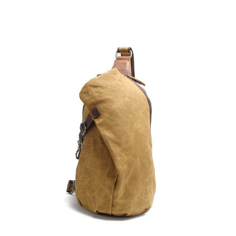 Estilo retro impermeável masculino peito saco de lona ao ar livre mochila casual hobo saco multi-função masculino