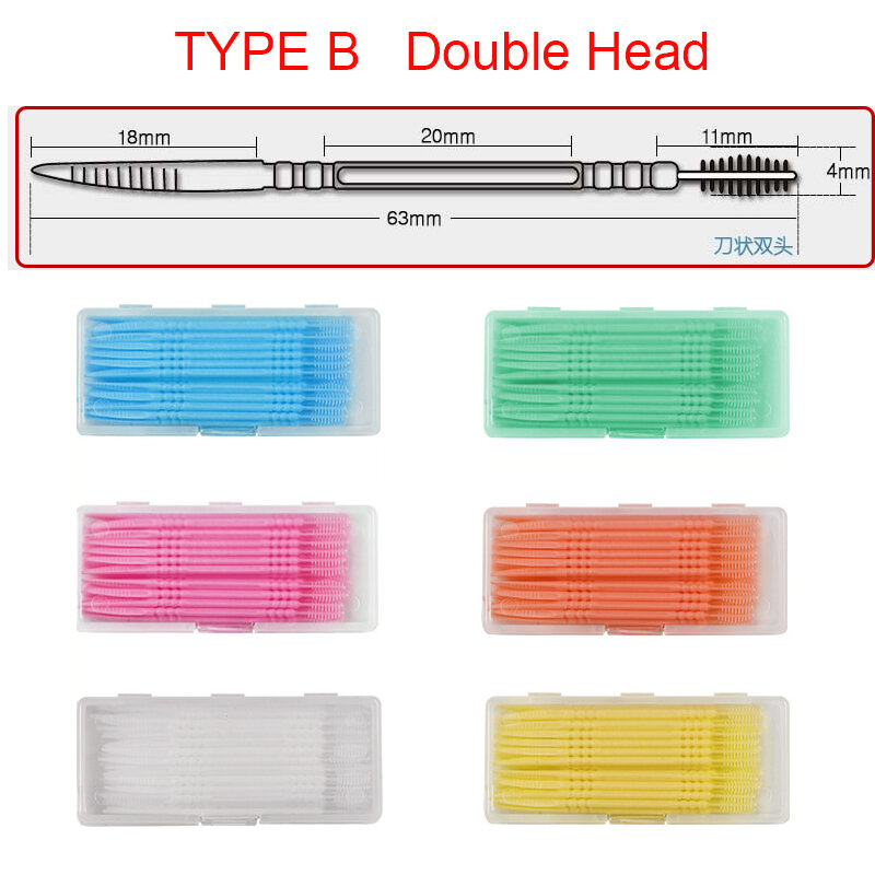 Hot Sale Toothpicks Double-head Interdental Brushes Dental Floss Pick Toothpick Teeth Sticks Oral Hygiene Care
