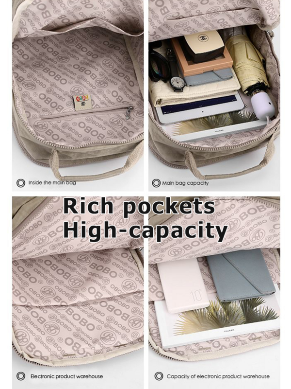 Sac à dos en nylon imperméable de grande capacité pour hommes et femmes, sacs légers décontractés, sac à dos pour ordinateur portable, nouvelle mode