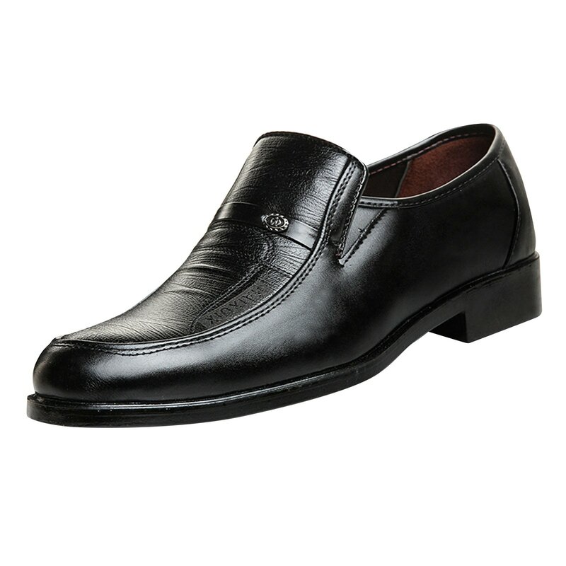 أحذية رجالية بريطانية سوداء من جلد البولي يوريثان ، أحذية مسطحة كاجوال ، أحذية مريحة بأرجل واحدة بدون كعب