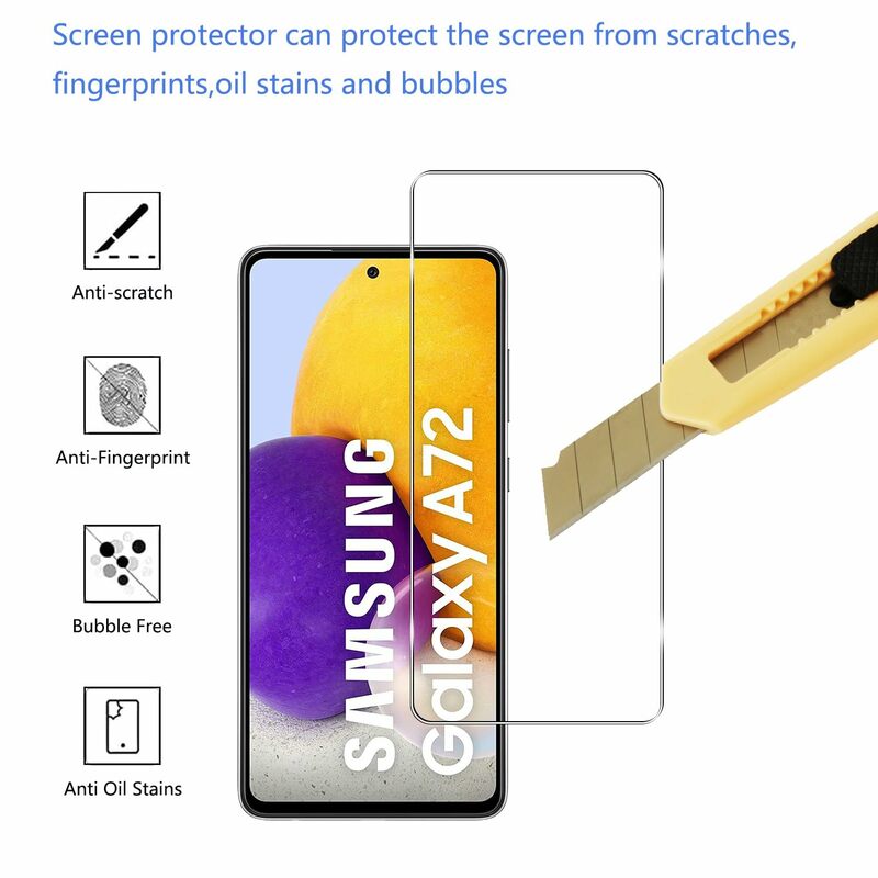 Protector de pantalla para Samsung Galaxy A72, selección de vidrio templado, envío rápido, 9H HD, funda transparente