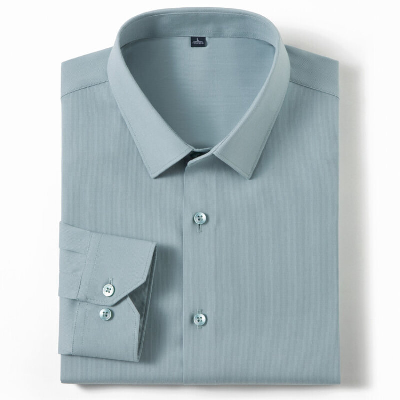 Chemises à manches longues pour hommes d'affaires et décontractées de haute qualité, chemises habillées respirantes et extensibles, adaptées à toutes les saisons. S-4XL