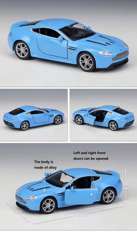 WELLY-simulador de coche Aston Martin V12 Vantage, modelo de Metal fundido a presión, coche de juguete de aleación, regalo para niños, 1:36