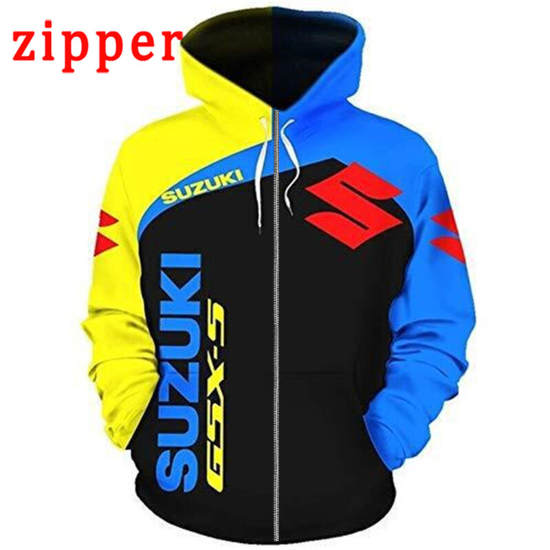 Primavera e autunno 2024 nuova felpa con cappuccio Suzuki stampa 3D Pullover sportivo giacche da moto da uomo e da donna Hip Hop Street Fashion Top