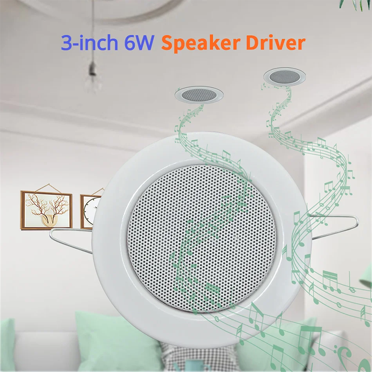 3 inci 6W Speaker langit-langit latar belakang sistem musik kamar mandi kedap air Mode aluminium kualitas suara baik Loundspeake