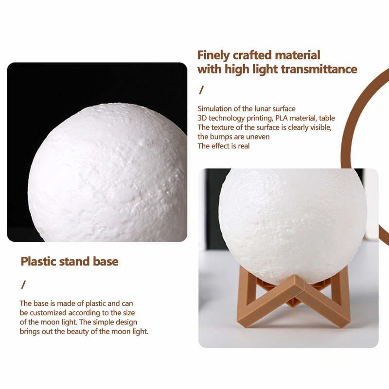 8cm Moon Lamp 3D Battery Powered with Stand Starry Lamp LED Night Light Bedroom Decor Night Lights Kids Gift Moon Lamp