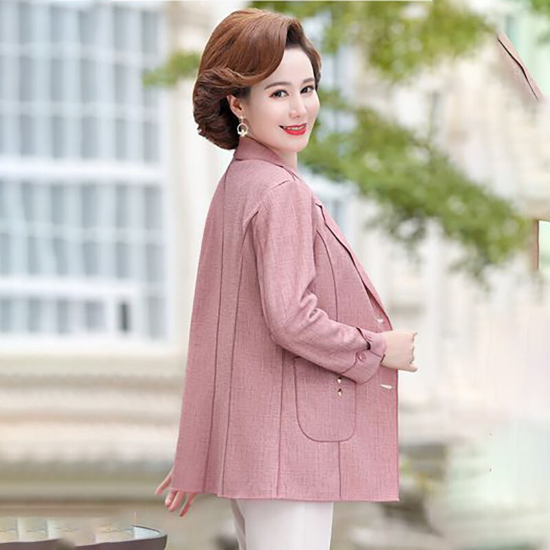 Middle-aged Mother Short Coat Ladies Fashion Middle-aged And Elderly Women Spring And Autumn Thin Small Suit Tide 5xl
