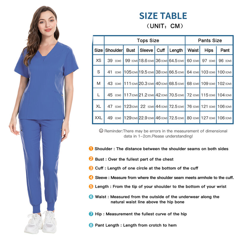 Top de trabajo para médico y enfermera, pantalones de uniforme, trajes de enfermería, conjunto de ropa médica Unisex, Simple, más bolsillos