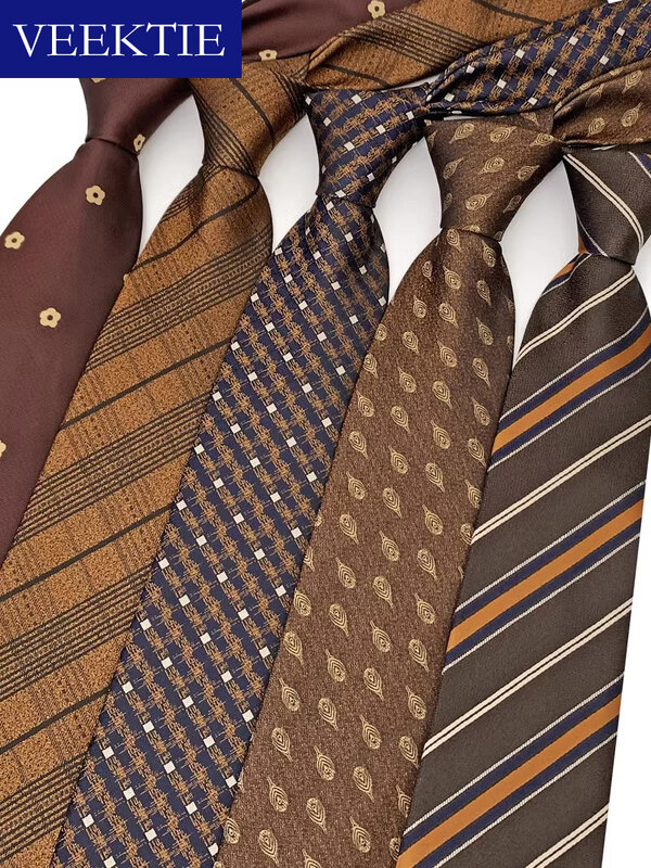 Veektie Marke Retro klassische Krawatten für Männer überprüft Blumen Business Streifen Patchwork formelle Treffen gewebte Anzüge Jacquard Herbst