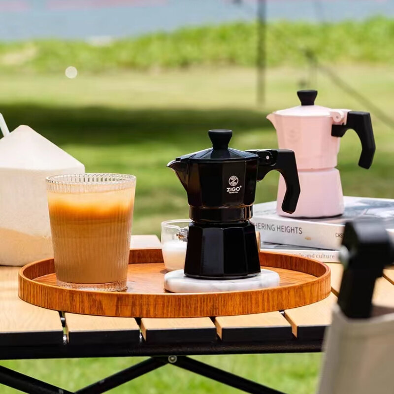Moka หม้อแบบวาล์วเดียวอุปกรณ์ชงกาแฟแบบใช้มือกลางแจ้งในบ้านกาต้มน้ำเอสเปรสโซ่จากอิตาลี