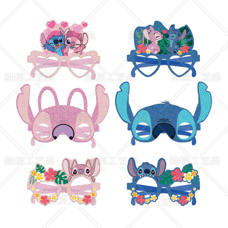 12 pz/set Lilo Stitch Party Decoration occhiali di carta maschere Stitch Photo Cosplay puntelli forniture per feste di buon compleanno per bambini
