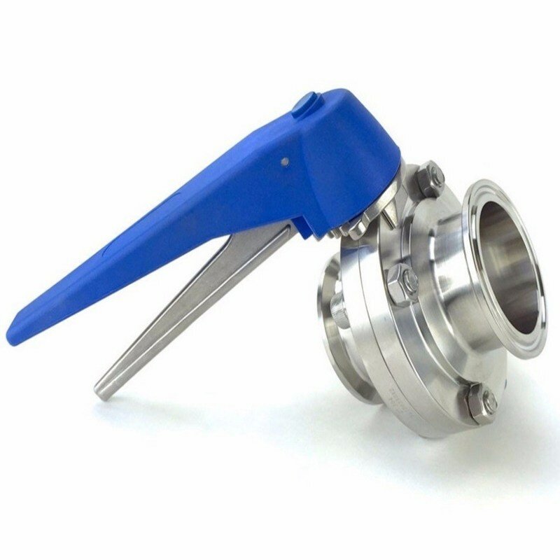 Válvula de mariposa sanitaria de acero inoxidable SS304, 1-1/2 ", 38mm, gatillo de compresión, ajuste de 1,5", abrazadera triple para agua, aceite y Gas