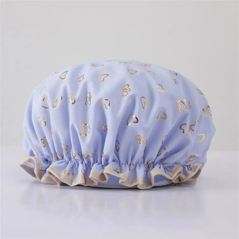 1PC Waterproof Shower Cap Double Layer Elastic Shower Hair Cover Women Supplies for Kitchen Bathroom Shampoo Caps Bathing Hat
